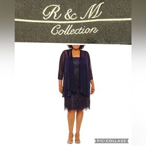 R & M Collection Navy Midi Dress